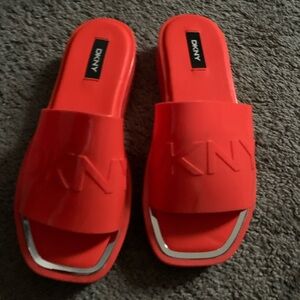 DKNY Bold orange Slide Sandals